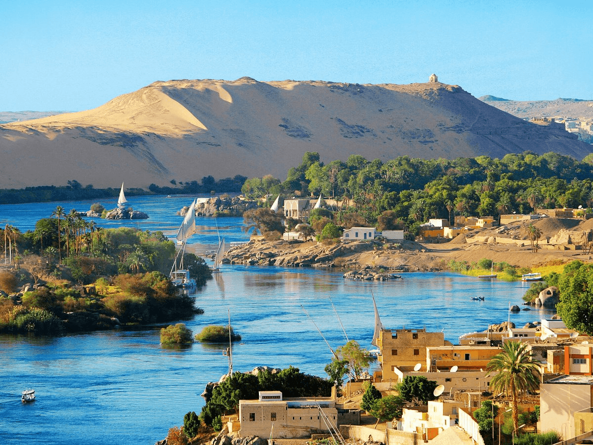 Feluccas on the Nile in Aswan